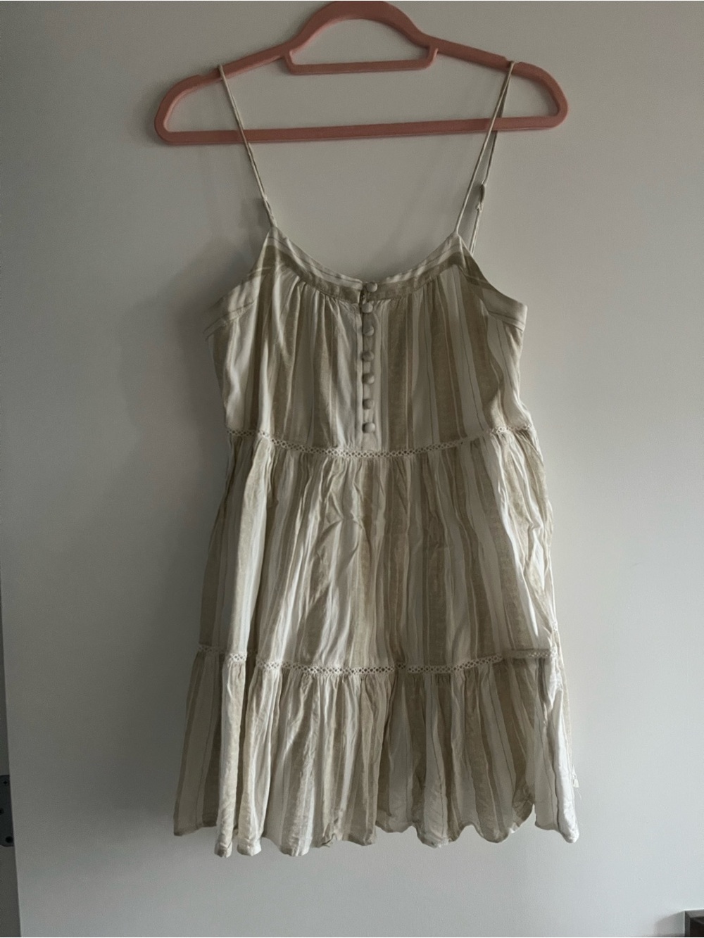 Urban Outfitters Cream Lightweight Tiered Dress